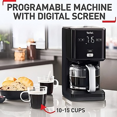 Tefal Filter Coffee Machine 1.25L 1000W Automatic Drip Coffee Maker with Anti-Drip System, Keep-Warm Function, and Large Capacity for Delicious and Convenient Brewing