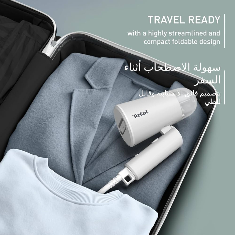 Tefal Garment Steamer Foldable 1200W Compact and Portable Handheld Steamer with Fast Heat-Up, Continuous Steam, and Detachable Water Tank for Effortless Wrinkle Removal at Home and Travel Tefal Garment Steamer Foldable 1200W Compact and Portable Handheld Steamer with Fast Heat-Up, Continuous Steam, and Detachable Water Tank for Effortless Wrinkle Removal at Home and Travel