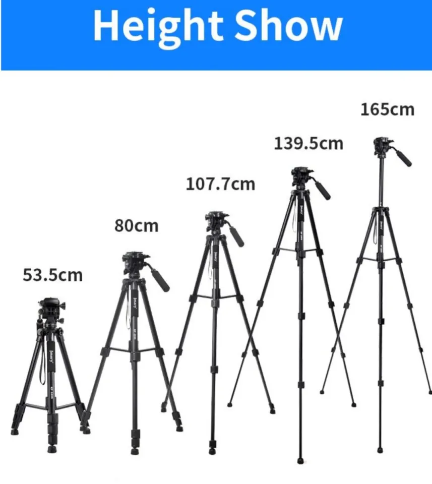 Jmary KP-2599 Professional Hydraulic Head Tripod – Heavy-Duty Aluminium Tripod Stand for DSLR Cameras & Smartphones, 4-Section Adjustable Legs, Max Height 165cm