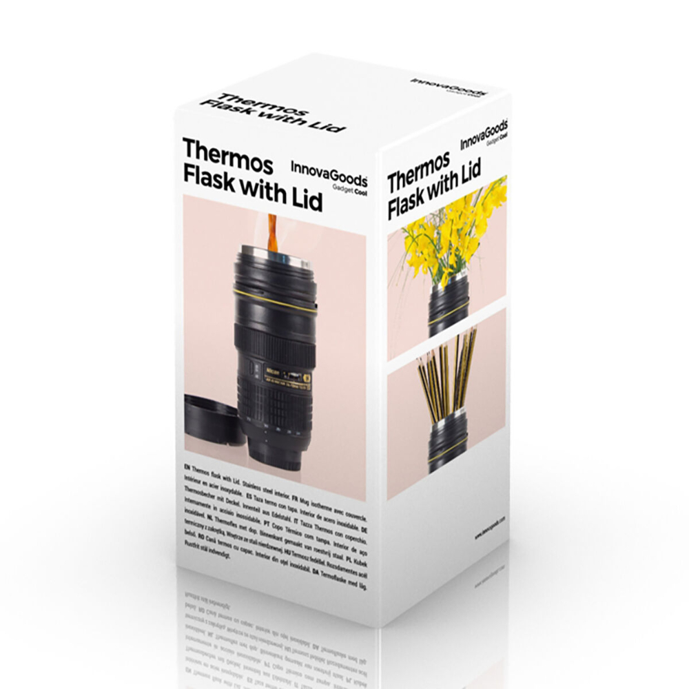 InnovaGoods Thermal Cup With Lid, V0100509, Typically around 500 ml (exact capacity may vary), Double-wall vacuum insulation for temperature retention InnovaGoods Thermal Cup With Lid, V0100509, Typically around 500 ml (exact capacity may vary), Double-wall vacuum insulation for temperature retention