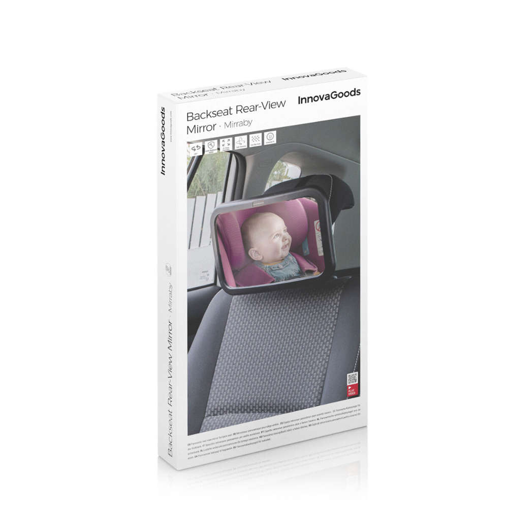 InnovaGoods Rearview Baby Mirror For Rear Seat Mirraby, V0103765, Durable plastic and reflective glass, Lightweight for easy installation (around 200-300 grams) InnovaGoods Rearview Baby Mirror For Rear Seat Mirraby, V0103765, Durable plastic and reflective glass, Lightweight for easy installation (around 200-300 grams)