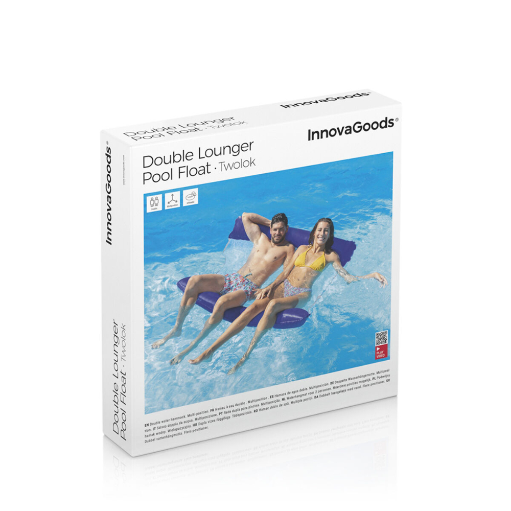 InnovaGoods Double Floating Water Hammock For Swimming Pool Twolok, V0103687, Easy to inflate and deflate, folds compactly for transport. InnovaGoods Double Floating Water Hammock For Swimming Pool Twolok, V0103687, Easy to inflate and deflate, folds compactly for transport.