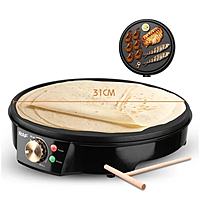 RAF R528 1200W Electric Crepe Maker with 31CM Non-Stick Cooking Surface, Adjustable Temperature Control, Even Heat Distribution, for Perfect Crepes, Pancakes, and More RAF R528 1200W Electric Crepe Maker with 31CM Non-Stick Cooking Surface, Adjustable Temperature Control, Even Heat Distribution, for Perfect Crepes, Pancakes, and More