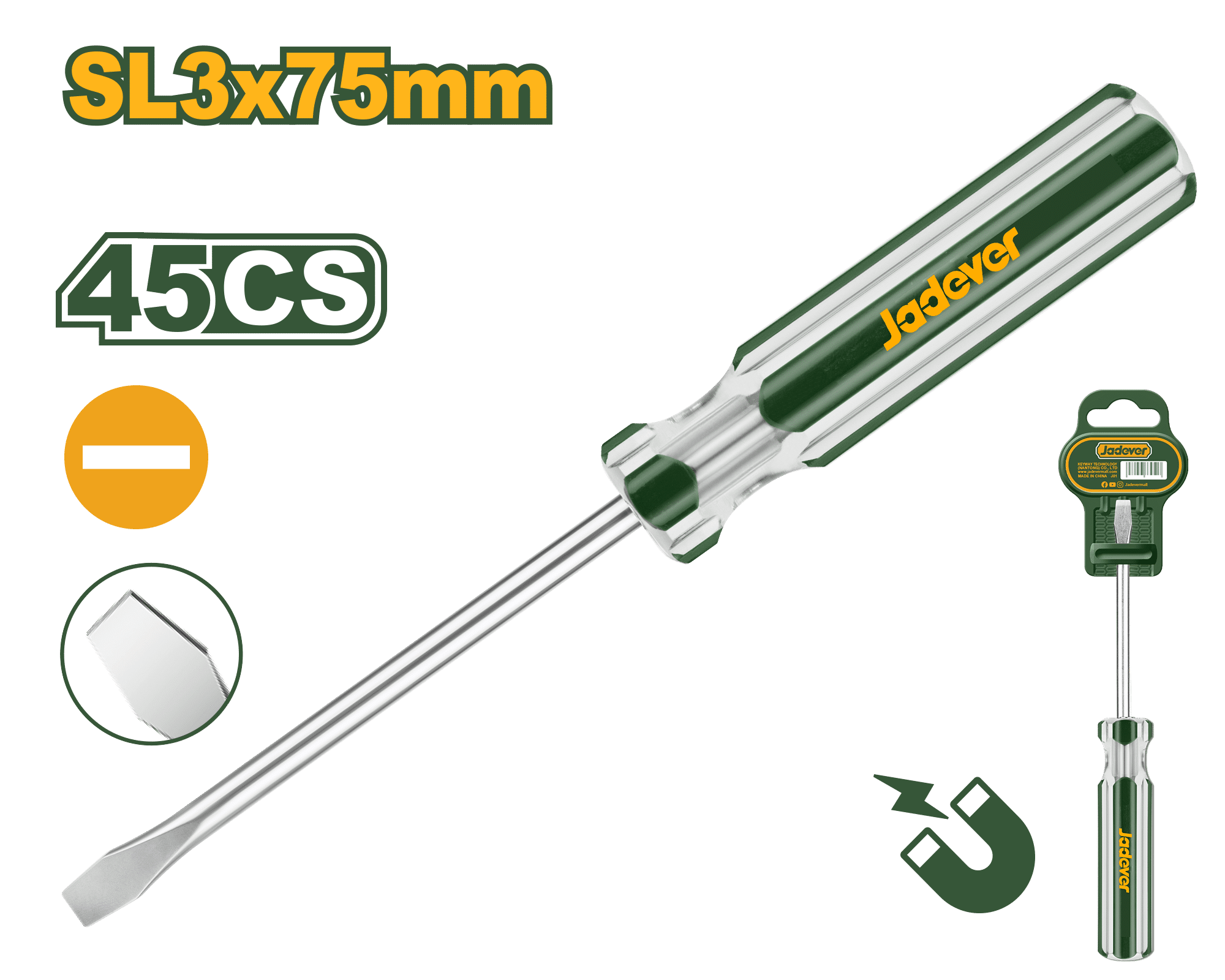JADEVER JDSD5933 Carbon Steel Slotted Screwdriver Bit โ Round Shank, 3.0mm Slotted Tip, 3.0mm Diameter, 75mm Length, High-Durability Carbon Steel Construction JADEVER JDSD5933 Carbon Steel Slotted Screwdriver Bit โ Round Shank, 3.0mm Slotted Tip, 3.0mm Diameter, 75mm Length, High-Durability Carbon Steel Construction