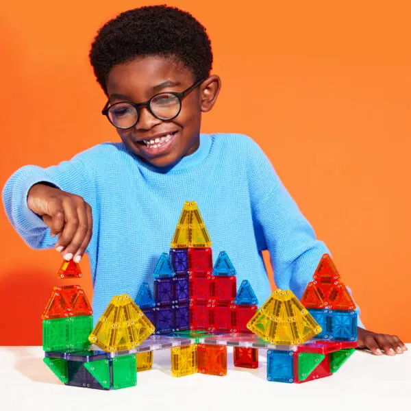 Window Magnetic Sheet Track Ball 6333-1 – 123 PCS 3D Magnetic Building Blocks Playset for Kids Colorful ABS Plastic Construction Tiles with Rolling Ball Tracks STEM Educational Toy for Boys & Girls