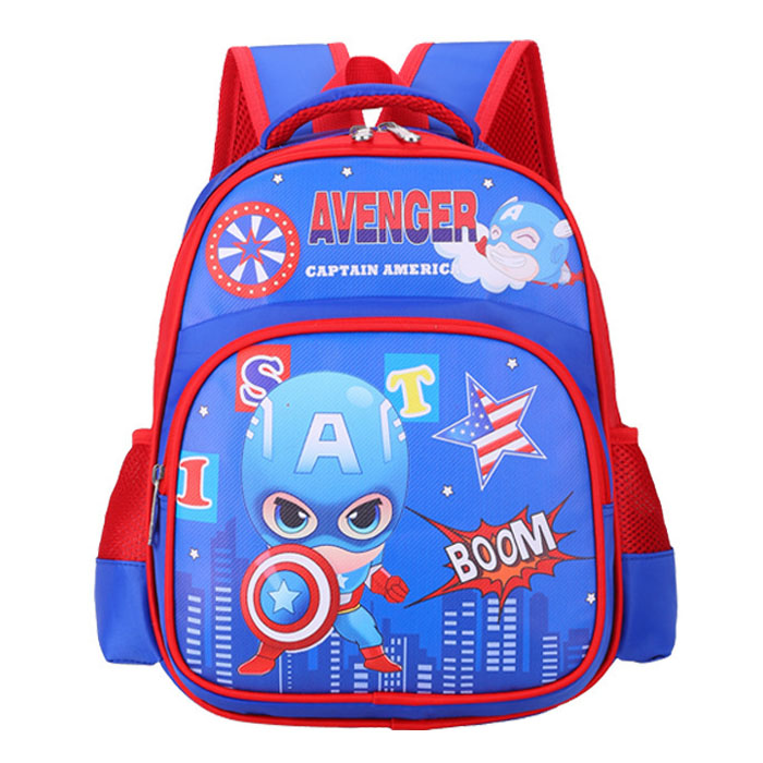 IWU H Avengers Captain America-Themed Kids School Backpack – Vibrant Blue & Red Superhero Bag with 3D Cartoon PrinT