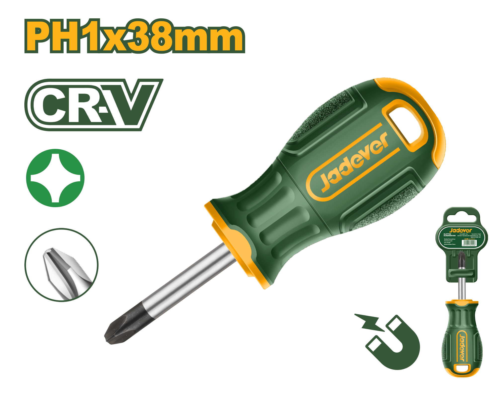 Jadever JDSD2211 Professional Phillips Screwdriver – Precision PH1 Tip with 5.0mm Round Shank, Durable High-Strength Steel Construction for Electronics