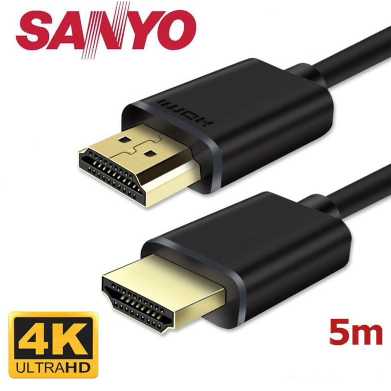 Sanyo CB3-4K HDTV Cable 2.0V 5M – High-Speed 4K HDMI Cable with 18Gbps Bandwidth, Ultra HD Resolution, 3D Support, and Gold-Plated Connectors for HDTVs