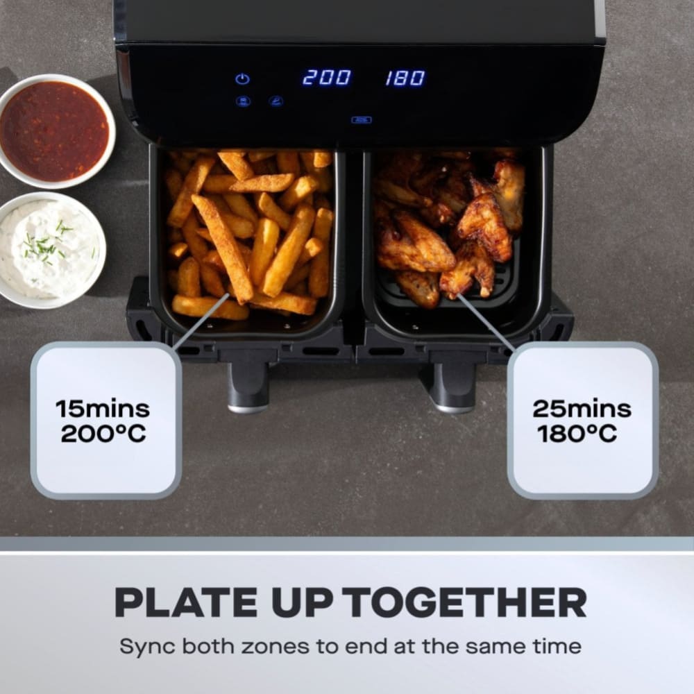 Tecnolux Two Drawer Air Fryer 9L T-5377 – Dual-Basket Smart Air Fryer with 9L Capacity, Adjustable Temperature Control, Rapid Air Circulation Technology Tecnolux Two Drawer Air Fryer 9L T-5377 – Dual-Basket Smart Air Fryer with 9L Capacity, Adjustable Temperature Control, Rapid Air Circulation Technology