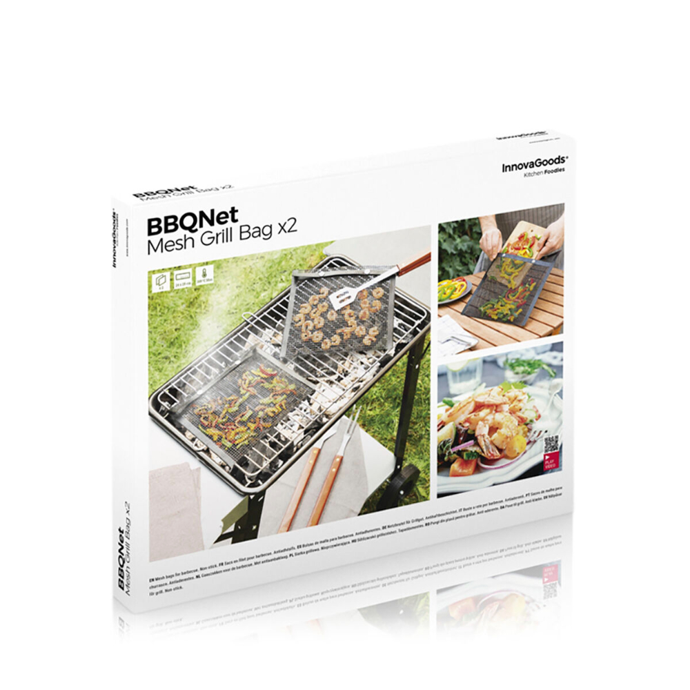 InnovaGoods Mesh Bags For Barbecue Bbqnet (Pack Of 2), V0103105, these bags make it easy to grill a variety of items InnovaGoods Mesh Bags For Barbecue Bbqnet (Pack Of 2), V0103105, these bags make it easy to grill a variety of items