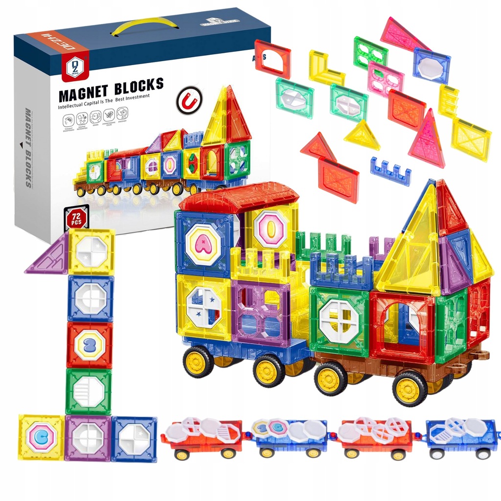 72PCS Kids Learning Educational Toys Building Blocks Train Set 6333-3 – Creative Construction Set for Toddlers and Preschoolers Colorful Interlocking Plastic Blocks with Train Design Ages 3+