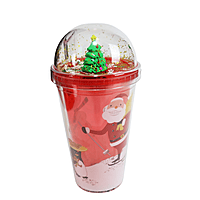 Christmas Water Tumbler 480ml Plastic SANTA wiht no word Glitter Double Walled Cup 3d Tree On Top Christmas Water Tumbler 480ml Plastic SANTA wiht no word Glitter Double Walled Cup 3d Tree On Top