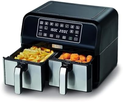 KENWOOD Digital Twin Air Fryer HFM75.000MB – 1.7KG + 1.7KG (4L + 4L) XXL Capacity with DualZone Technology & Dual Frying Baskets, Digital Touchscreen, Multi-Function Cooking