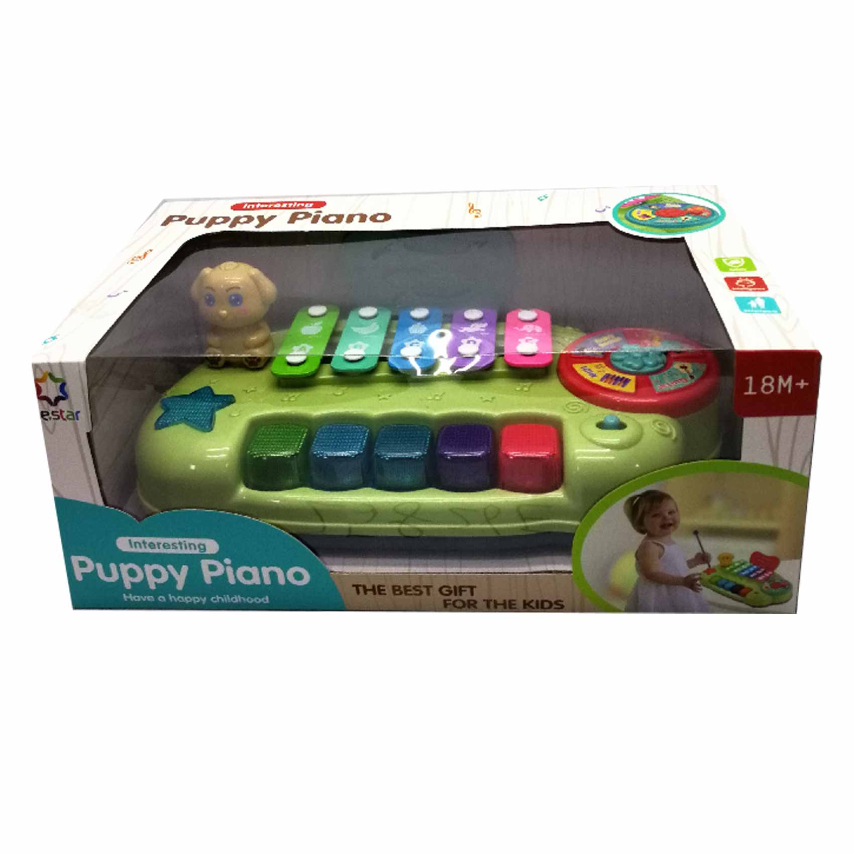 Jie Star Puppy Piano Xylophone – 24-Piece Musical Educational Toy Set for Kids, Model 25826E, Colorful Interactive Learning Instrument with Light, Sound, and Fun Melodies for Early Musical Development