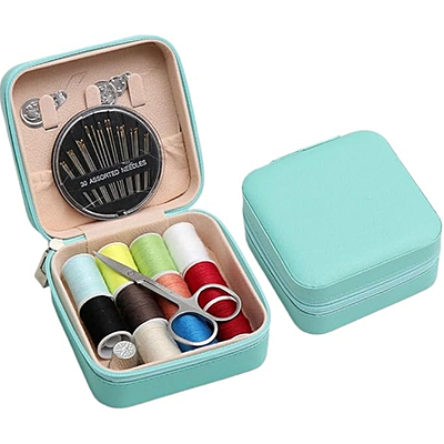 46PC PU Leather Sewing Kit Blue