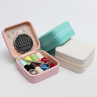 46PC PU Leather Sewing Kit Pink