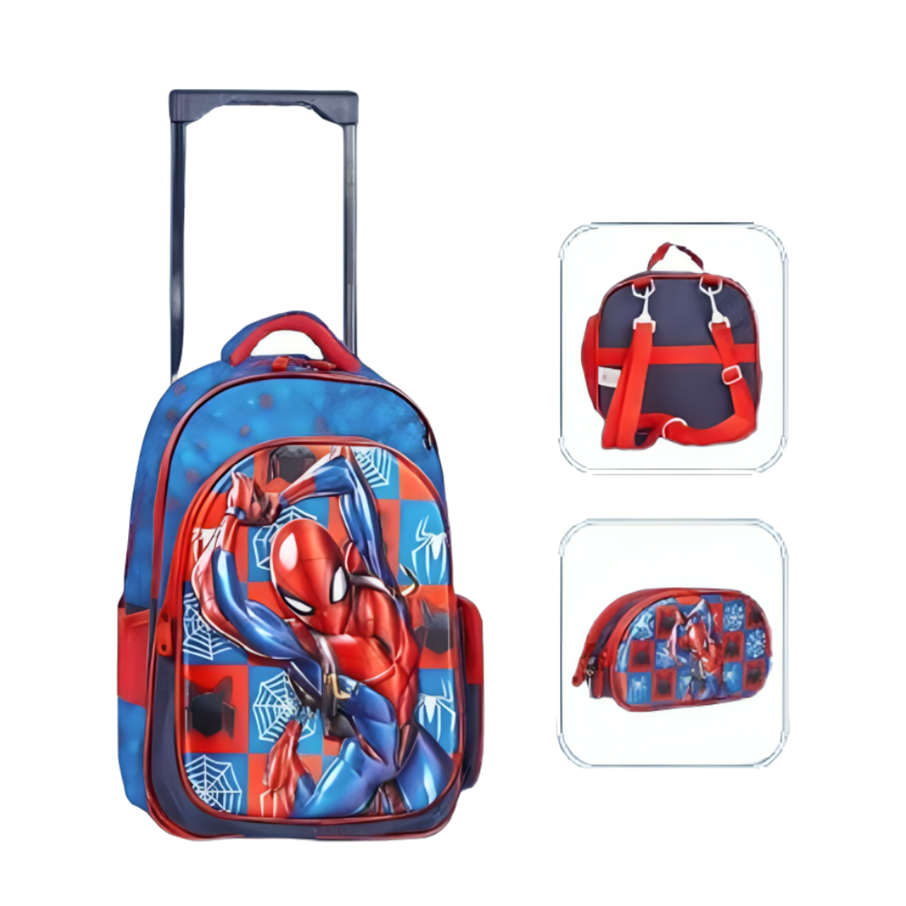 Marvel Spider-Man 6-Piece Trolley School Set – 18" Rolling Backpack with Lunch Bag, Pencil Case, and Matching Accessories | Action-Packed Spider-Man Design