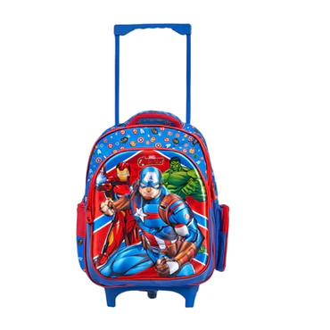 Marvel Avengers 6-Piece Trolley School Set – 18" Rolling Backpack with Lunch Bag, Pencil Case, and Matching Accessories | Featuring Captain America, Iron Man & Hulk