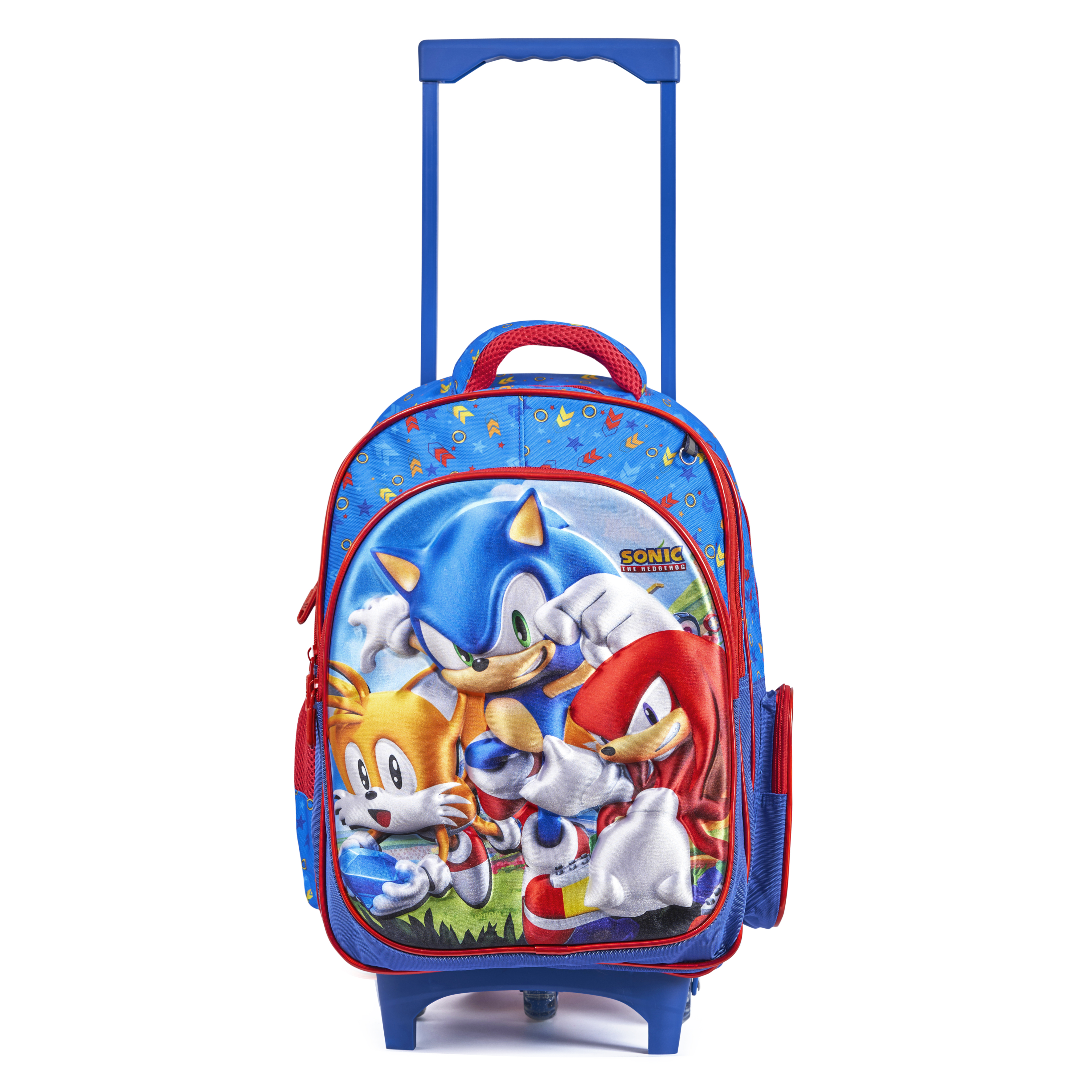 SONIC the Hedgehog 6-Piece Trolley School Set – 18" Rolling Backpack with Lunch Bag, Pencil Case, and Matching Accessories | Vibrant Sonic Design