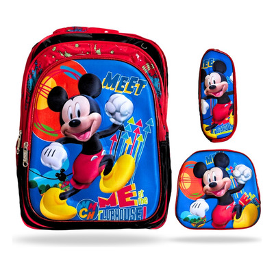 Children’s 3-Piece Backpack Set for School – Large Capacity Kids Bag with 3 Zippers Including 1 Main Compartment, 2 Front Zippered Pockets, Dual Mesh Side Pockets, and Eye-Catching 3D Front Print
