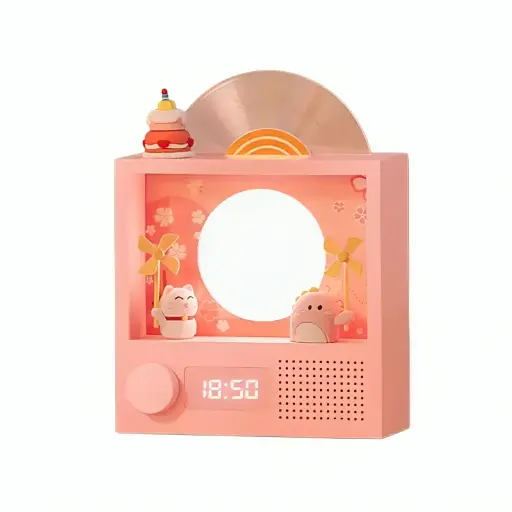 Y08 Cute Pet Turntable Bluetooth Speaker with RGB Atmosphere Lamp & Digital Clock – 5W Audio, 2500mAh Battery, Bluetooth 5.3, 4–6 Hours Playback