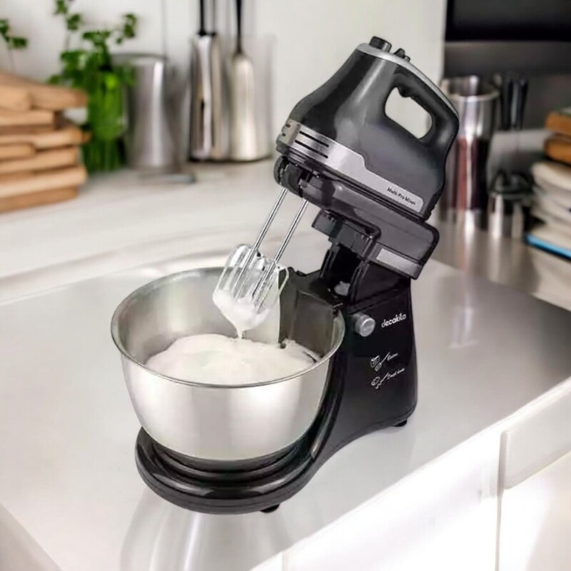 Decakila-Stand mixer 5 speed with turbo, 250W ,4.5L , stainless steel bowl, With 2 beaters and dough hooks beater and scraper and spatula Decakila-Stand mixer 5 speed with turbo, 250W ,4.5L , stainless steel bowl, With 2 beaters and dough hooks beater and scraper and spatula
