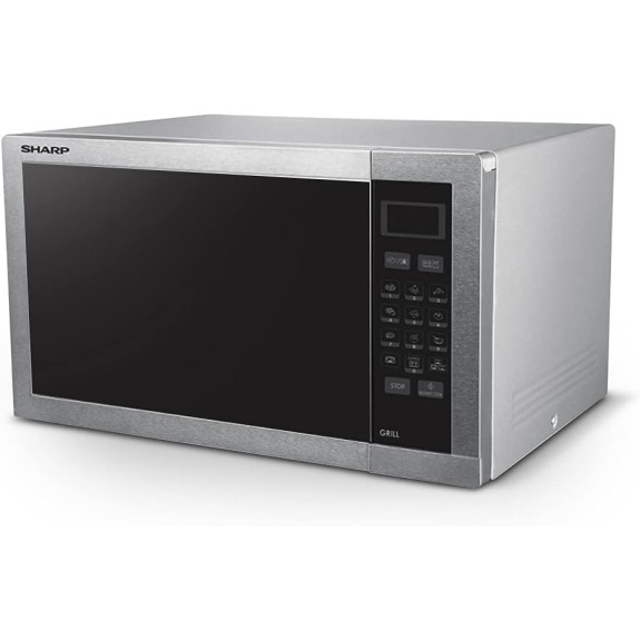Sharp 34 Liters 1100 Watts Stainless Steel Digital Combination Microwave Oven with Grill, Silver – R-77AT-ST