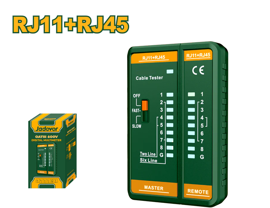Jadever JDTP9501 Professional Network Cable Tester โ LED Display LAN Wire Tracker for 8P/6P/4P/2P Shielded and Unshielded Line Measurement Jadever JDTP9501 Professional Network Cable Tester โ LED Display LAN Wire Tracker for 8P/6P/4P/2P Shielded and Unshielded Line Measurement
