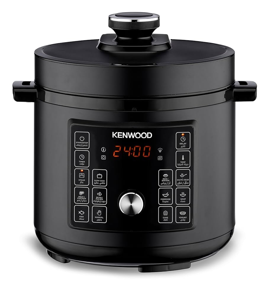 KENWOOD Electric Pressure Cooker PCM95.000BK – 8L Smart Steam Pot, 16-in-1 Multifunctional Programmable Multicooker
