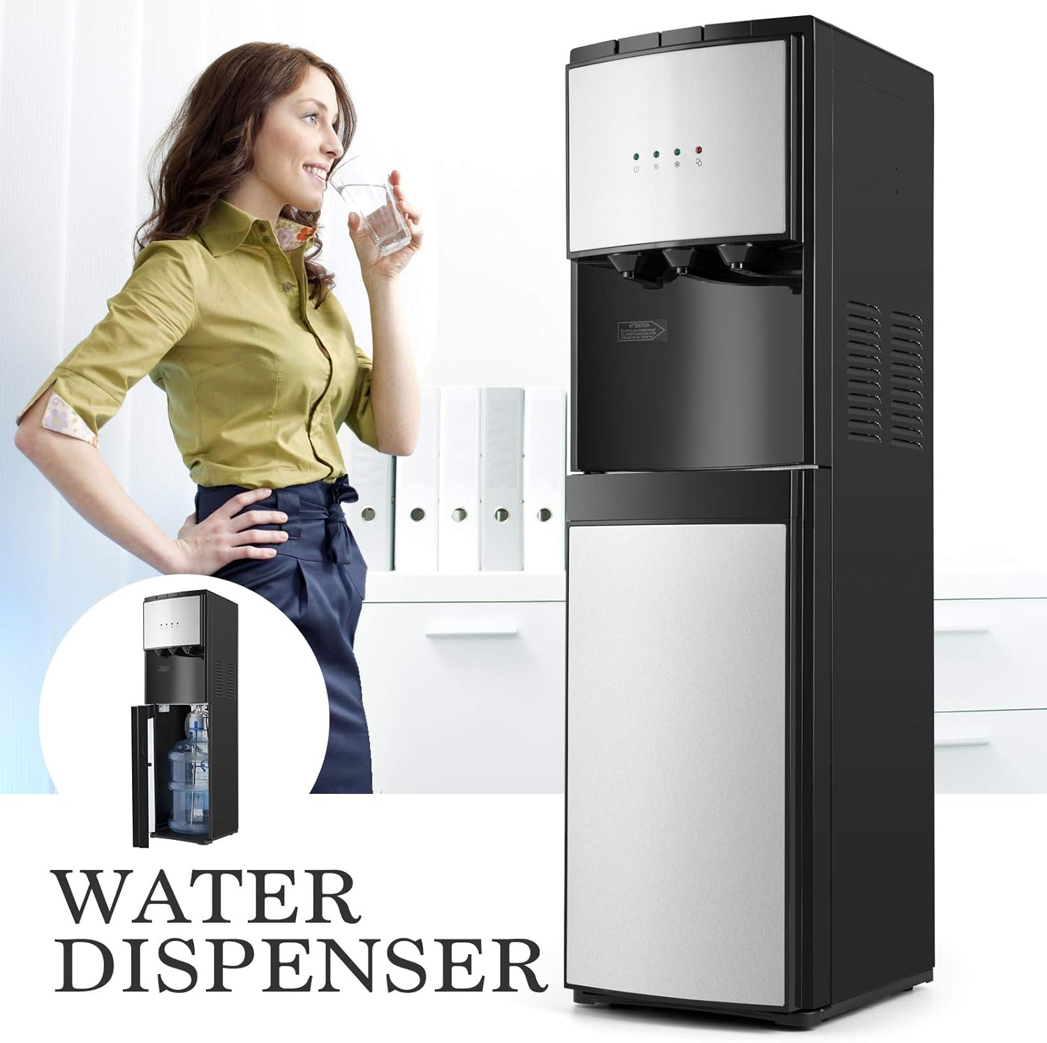 Kaiser Bottom Loading Water Dispenser LC38B-S – Silver, Stylish Design, Bottom Loading System
