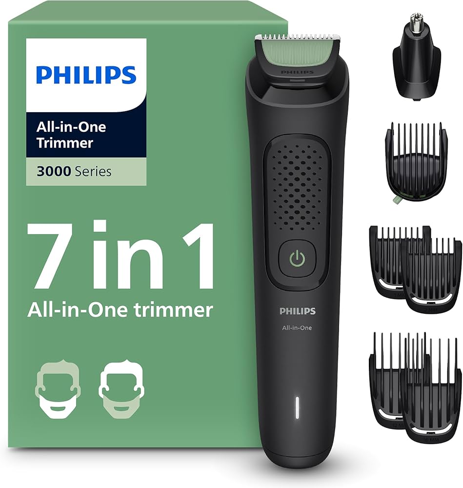 Philips Multigroom 3000 Series MG3930/15 – 7-in-1 All-in-One Trimmer for Men, Beard, Face, Head, Nose & Ear Grooming, Self-Sharpening Blades, 10 Length Settings, 60 min Runtime (Black)