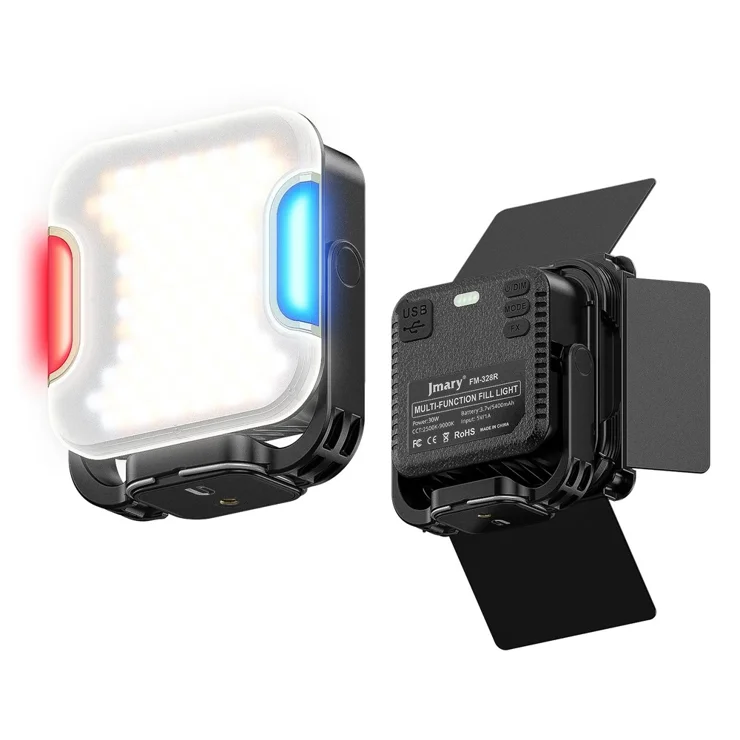 Jmary FM-328R Portable Video Fill Light – Compact LED Panel Light with Adjustable Color Temperature 2500K–9000K, 138 LEDs, 30W Power, Built-in 5400mAh Rechargeable Battery