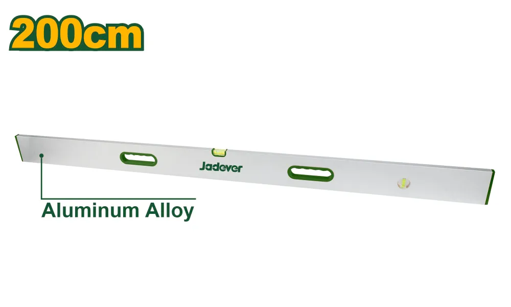 JADEVER Aluminum Level Ruler – 200 cm, 2 Vials, 90°/180° Angles, Durable 1.0 mm Aluminum Alloy Construction for Precise Surface Leveling (Model: JDSL6G200) JADEVER Aluminum Level Ruler – 200 cm, 2 Vials, 90°/180° Angles, Durable 1.0 mm Aluminum Alloy Construction for Precise Surface Leveling (Model: JDSL6G200)