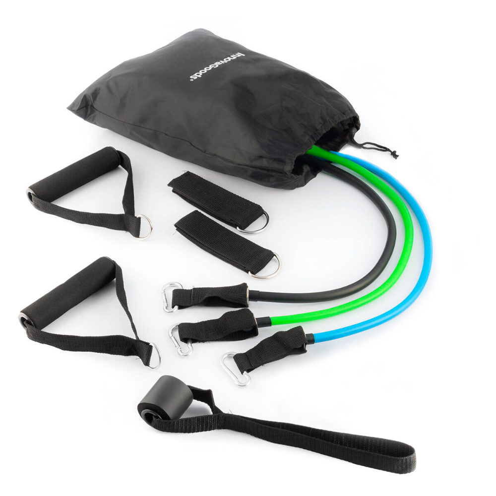 InnovaGoods Set Of Resistance Bands With Accessories And Exercise Guide Tribainer (Pack Of 3), V0103411 InnovaGoods Set Of Resistance Bands With Accessories And Exercise Guide Tribainer (Pack Of 3), V0103411