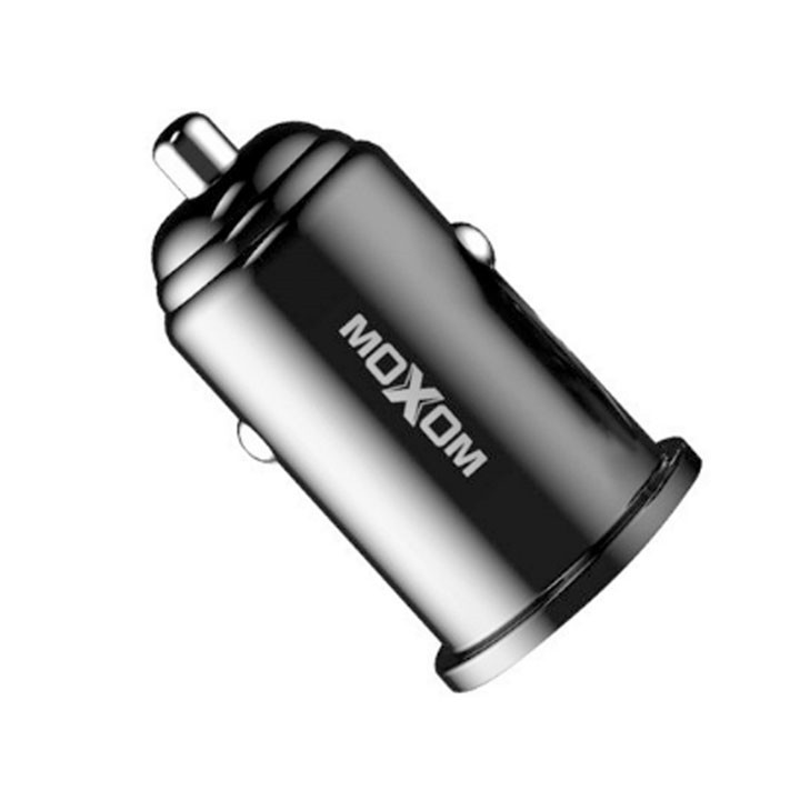 Moxom MX-VC16 PD 20W High-Speed Car Charger Type-C Port USB Output Supports PD, QC3.0, AFC, FCP Input DC12V–24V Ultra-Fast & Safe Charging Compact Black Design Cable Not Included