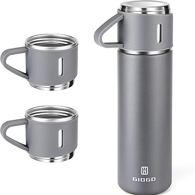 Stainless Steel Thermo 500ml/16.9oz Cup for Coffee Hot drink and Cold drink water flask.(Gray,Set)
