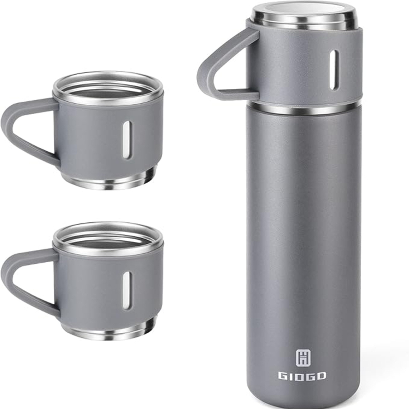 Stainless Steel Thermo 500ml/16.9oz Cup for Coffee Hot drink and Cold drink water flask.(Gray,Set) Stainless Steel Thermo 500ml/16.9oz Cup for Coffee Hot drink and Cold drink water flask.(Gray,Set)