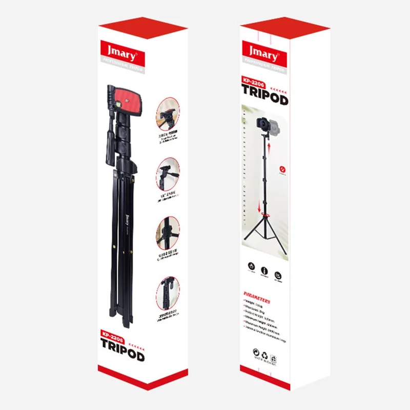 Jmary KP-2206 Professional Tripod – Lightweight 0.73kg Aluminum Alloy Tripod with 1/4" UNC Screw Mount | Adjustable Height up to 169cm | Max Load 3kg
