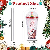 Christmas Water Tumbler 480ml Plastic Glitter Double Walled Cup 3d Santa On Top Christmas Water Tumbler 480ml Plastic Glitter Double Walled Cup 3d Santa On Top