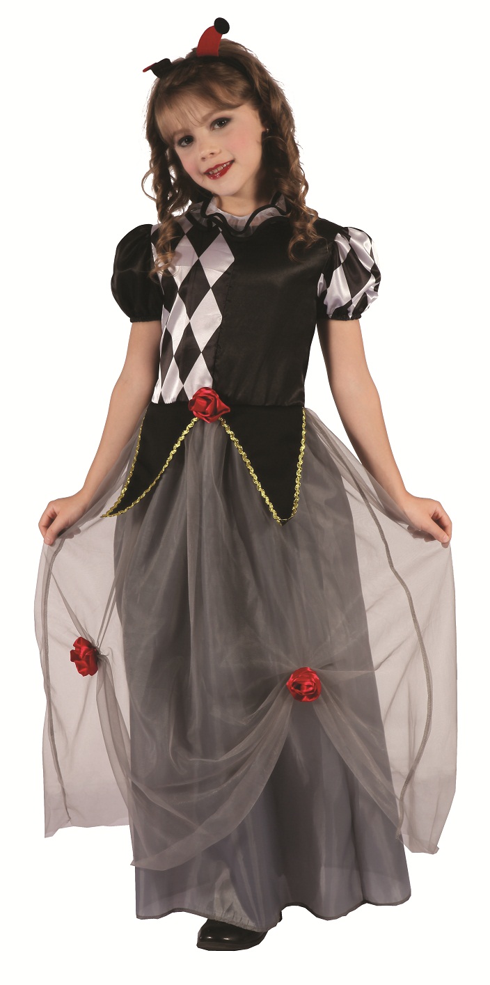 LUCIDA Black Clown Costume for Kids – XLarge Creepy Halloween Outfit