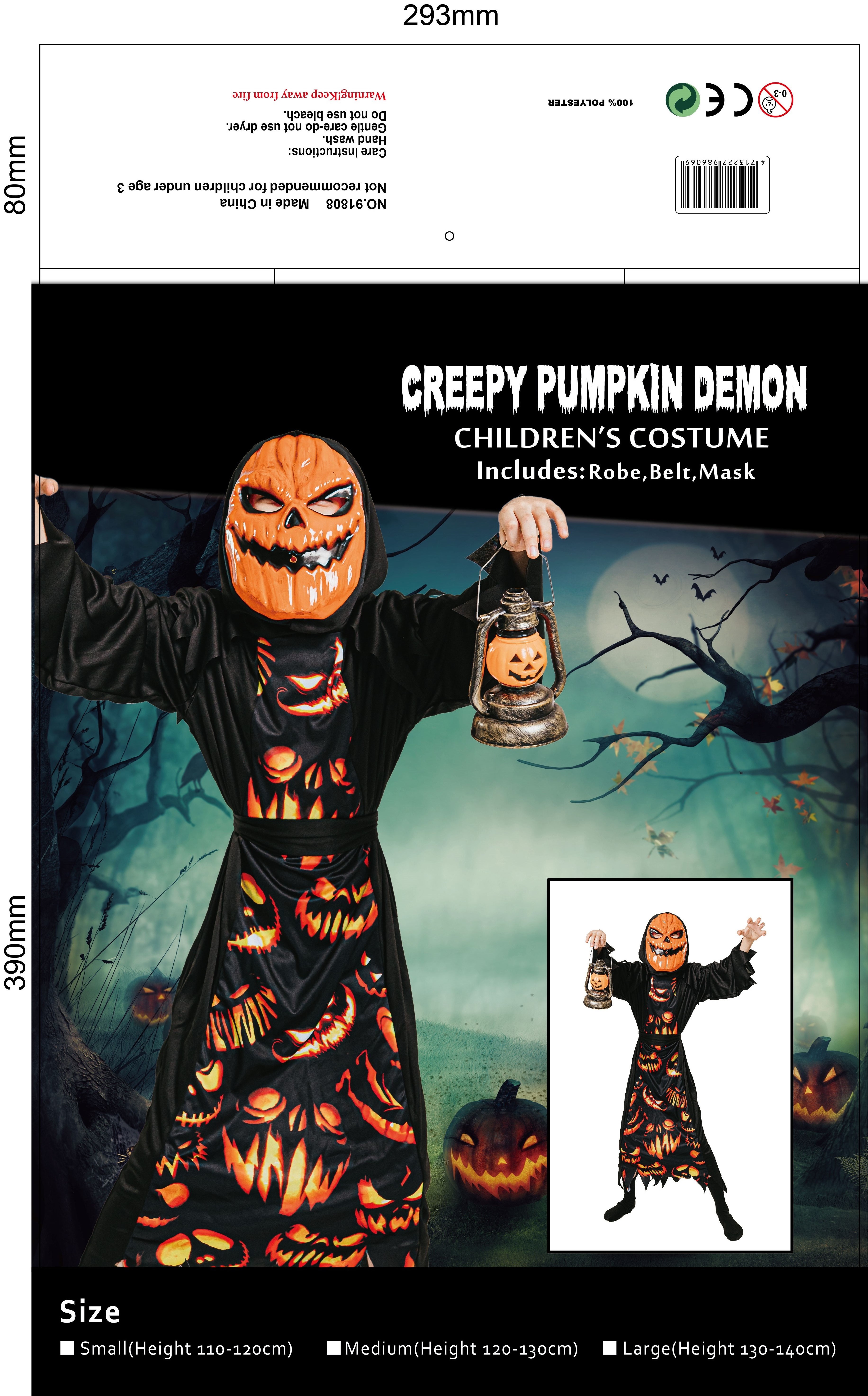 LUCIDA Creepy Pumpkin Demon Costume for Kids – Spooky Halloween Outfit