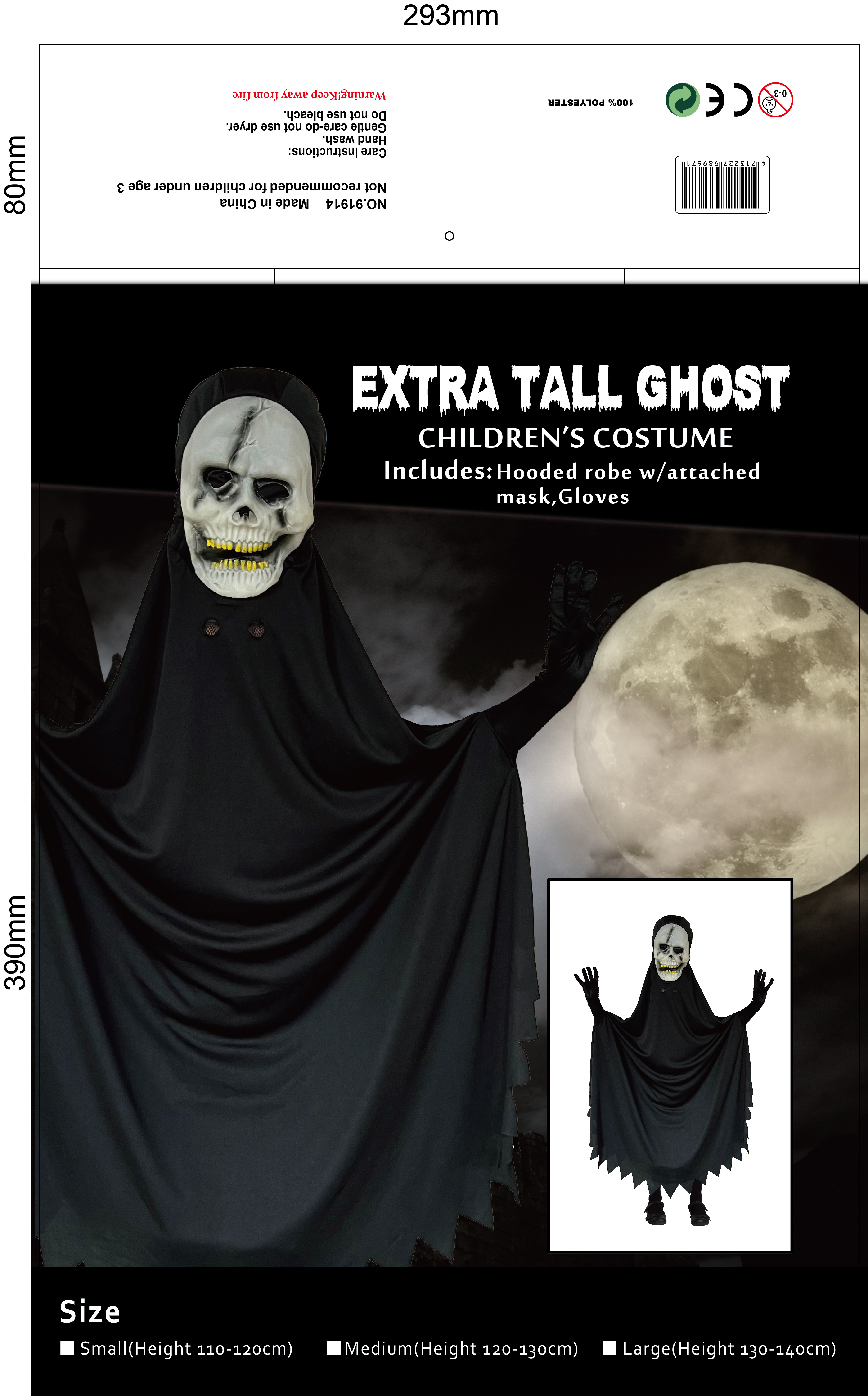 LUCIDA Extra Tall Ghost Costume for Kids – Spooky & Playful Halloween Outfit