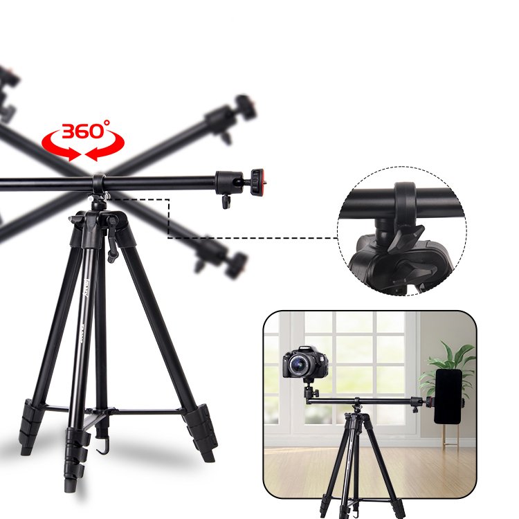 Jmary KP-2207 Professional Tripod – Lightweight 0.68kg 4-Section Aluminum Legs | Adjustable Height 38.5–133cm | Max Load 1.5kg | Foldable 42cm Compact Design for Smartphones, Cameras & Accessories