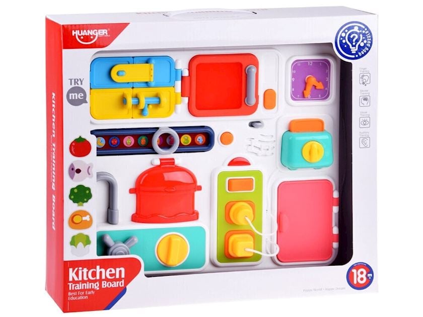 Huanger Kitchen Training Board with Music and Lights – Interactive Educational Toy with Sound, Lights, and Playful Kitchen Functions