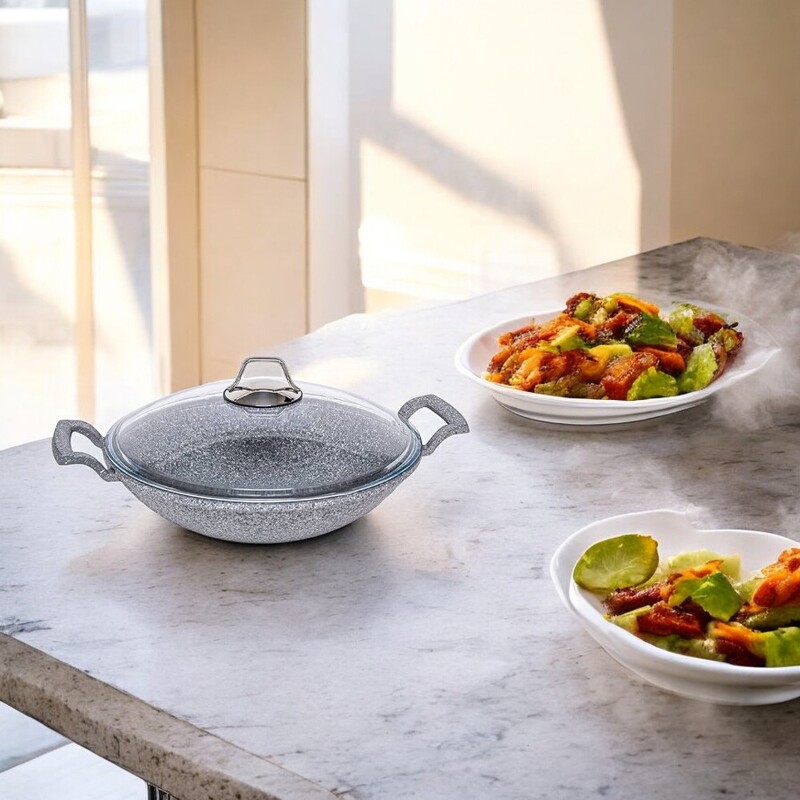 Silico-Cast Granistone Stir Frying-Pan 30cm - Gray Silico-Cast Granistone Stir Frying-Pan 30cm - Gray