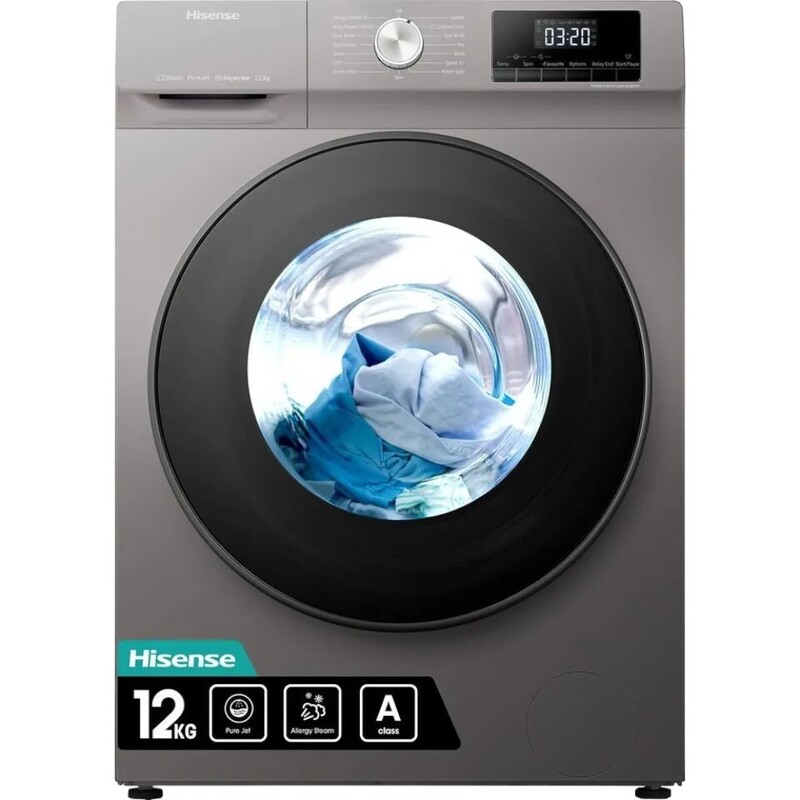 HISENSE Washer 12 Kg Front Load 1400RPM Silver HISENSE Washer 12 Kg Front Load 1400RPM Silver