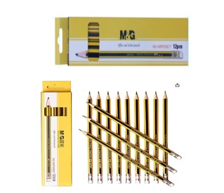 Set of 12 High-Quality HB Wooden Pencils with Erasers – Smooth Writing and Durable Graphite Core, Comfortable Hexagonal Barrel