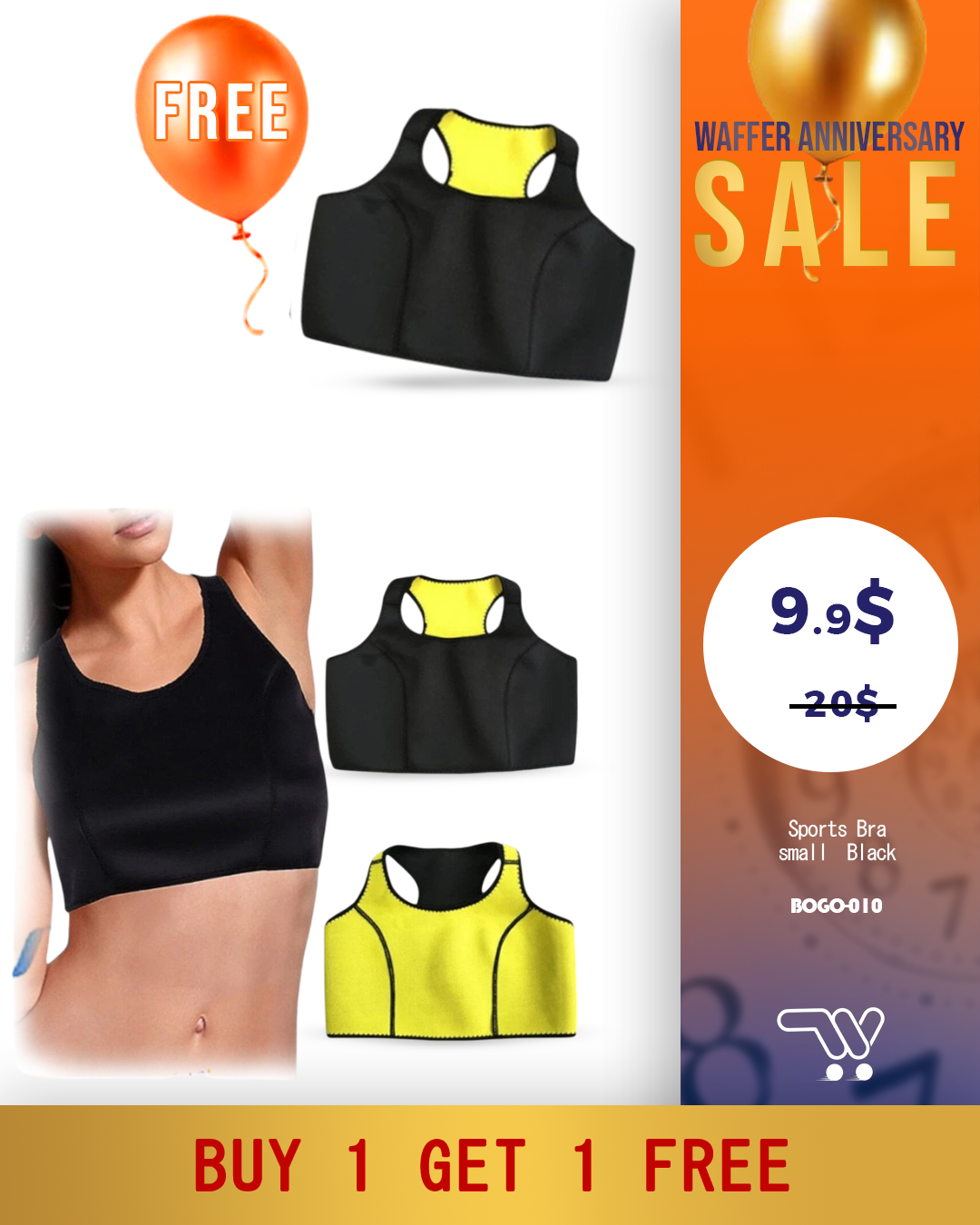 Buy One Get One Sports Bra for Body Heating Small, Black