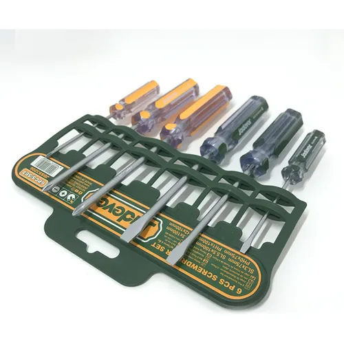 Jadever JDSS3206 6-Piece Screwdriver Set – 45# Carbon Steel, Round-Shank Slotted & Phillips (SL & PH) Tips, Compact and Durable