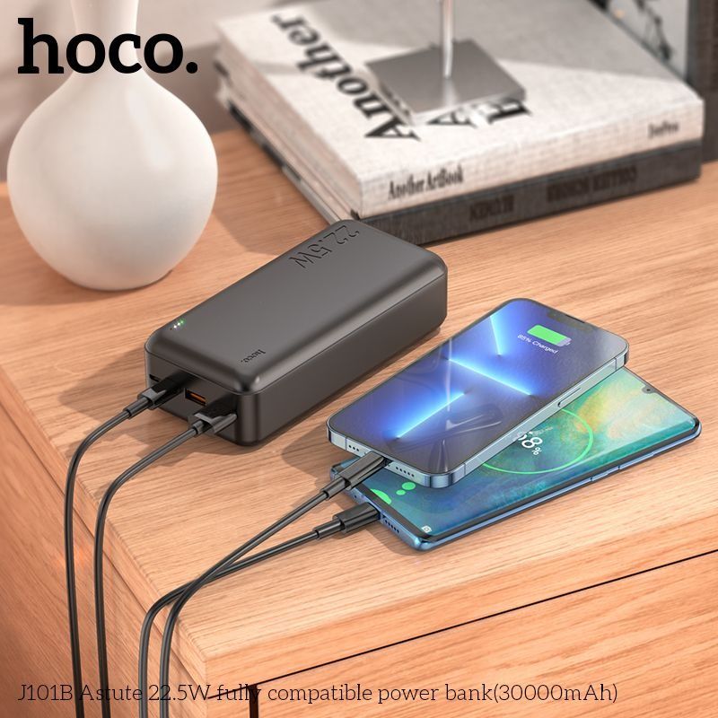 Hoco J101B Astute 30000mAh Power Bank – Ultra-High Capacity 111Wh, 22.5W Fast Charging, QC/PD/FCP/SCP/AFC Protocol Support, USB-A & Type-C Outputs